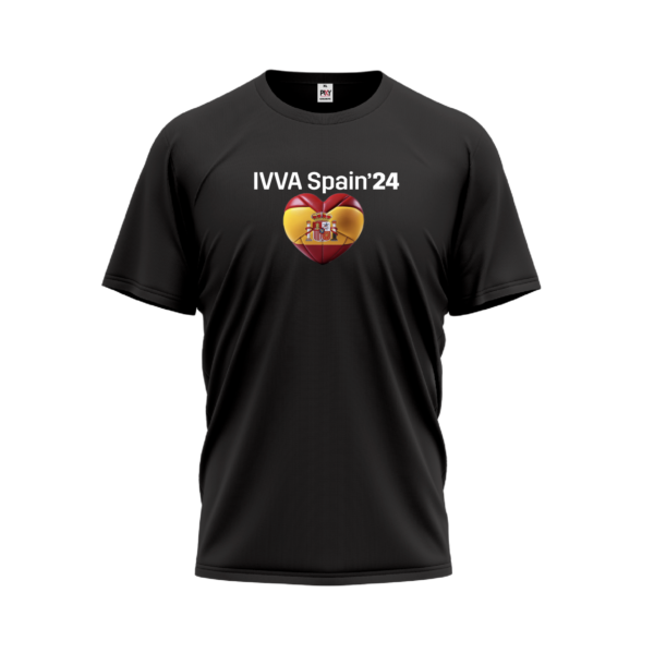 Black t-shirt IVVA Spain 24 with volleyball heart