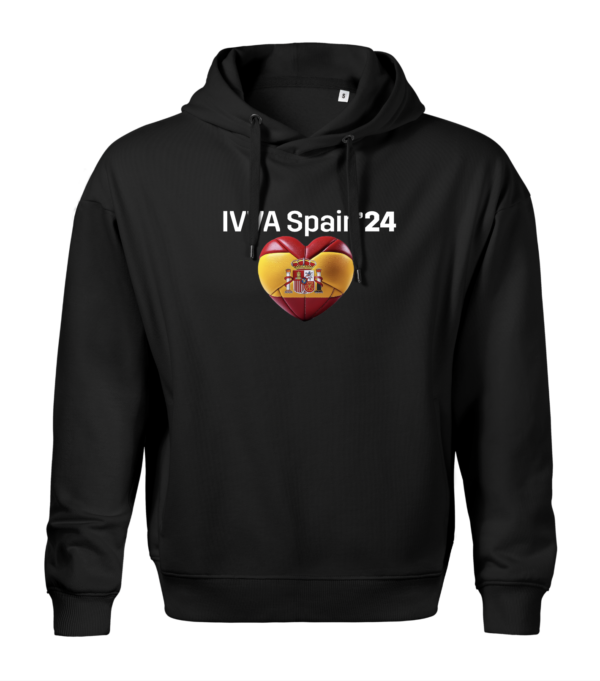 Black hoodie "IVVA Spain 24 with a Volleyball Heart"