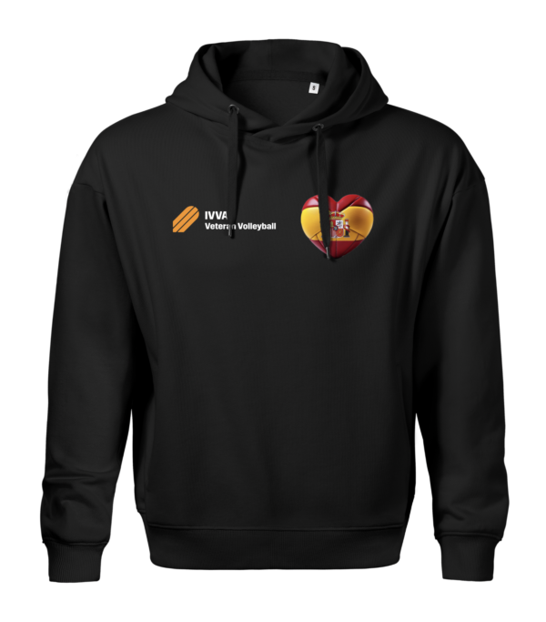 Black hoodie "IVVA with Spain volleyball heart"