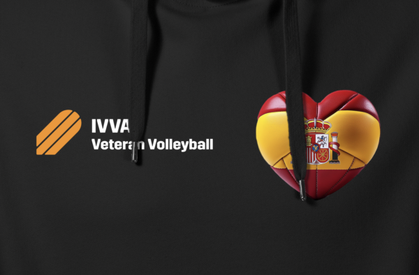 Black hoodie "IVVA with Spain volleyball heart" - Image 2