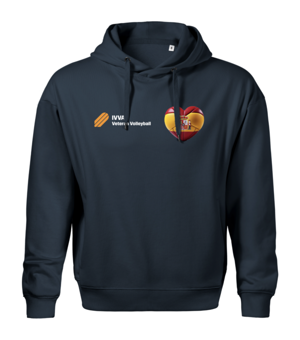 Midnight blue hoodie “IVVA with Spain volleyball heart”