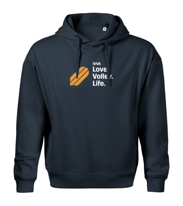 Midnight blue hoodie “IVVA: Love. Volley. Life.”