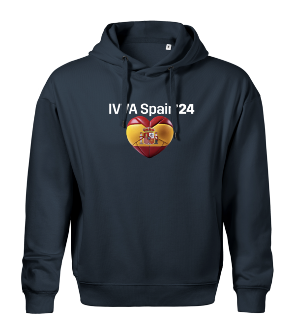 Midnight blue hoodie “IVVA Spain'24 with volleyball heart"