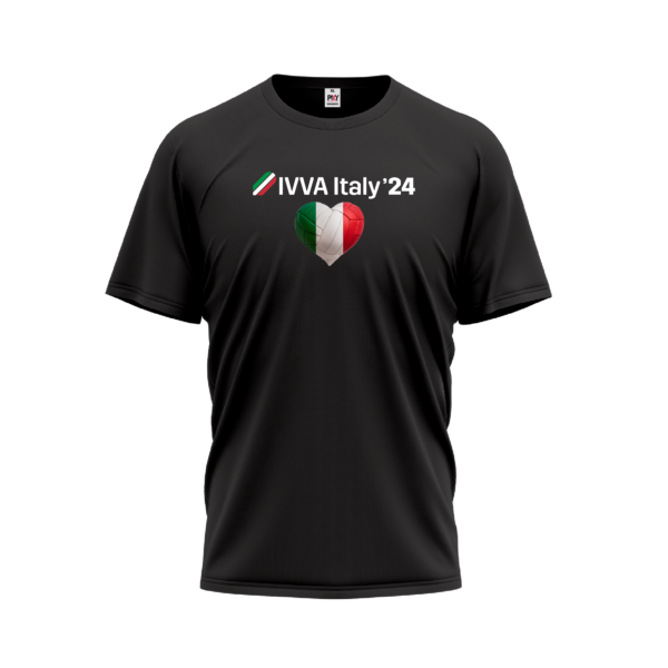 Black t-shirt IVVA Milan 24 with volleyball heart